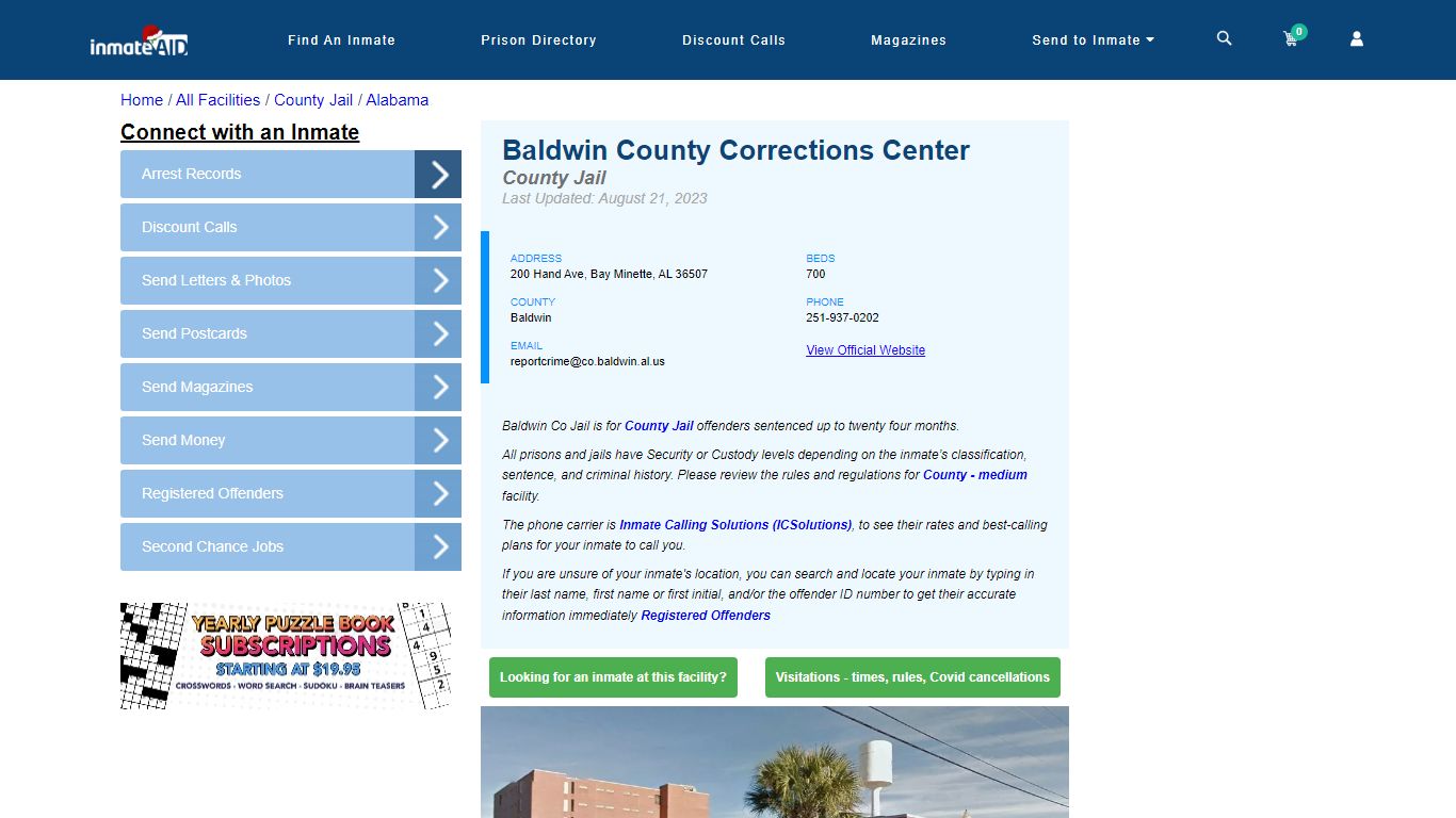 Baldwin County Corrections Center - Inmate Locator - Bay Minette, AL